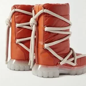 Rick Owens | Shoes | Rick Owens Orange Boots With Gray Laces  display picture 1